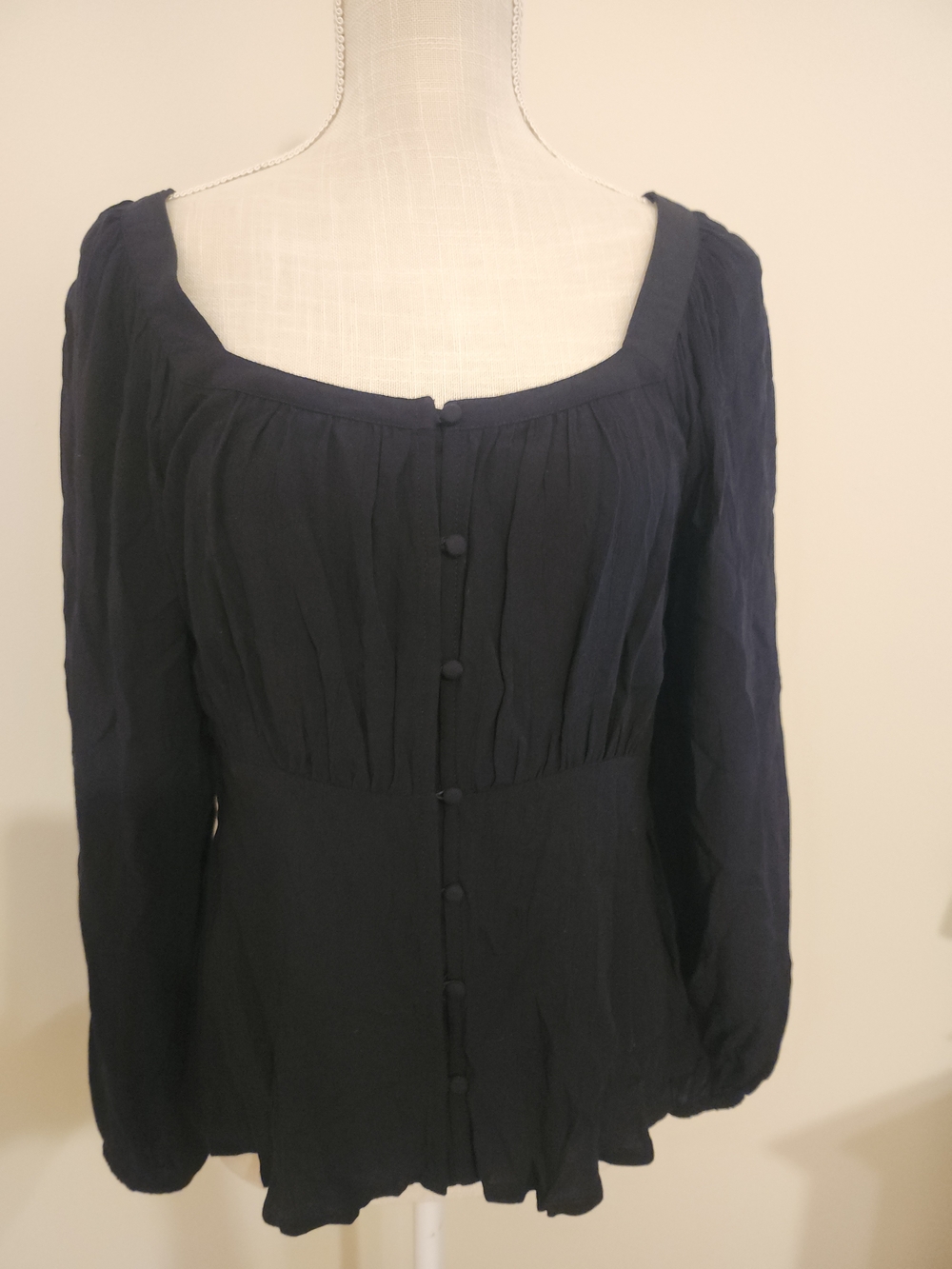 Old Navy Black Square-Neck Button Front Blouse
